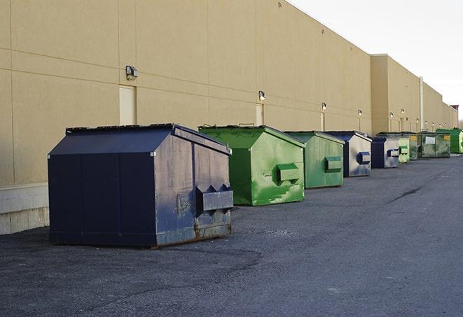 waste disposal bins at a construction zone in Des Peres